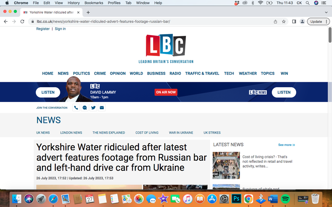 Picture of Yorkshire Water deleted video story on LBC